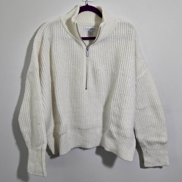 Calvin Klein Half Zip Pullover Sweater color cream size L - Picture 1 of 3